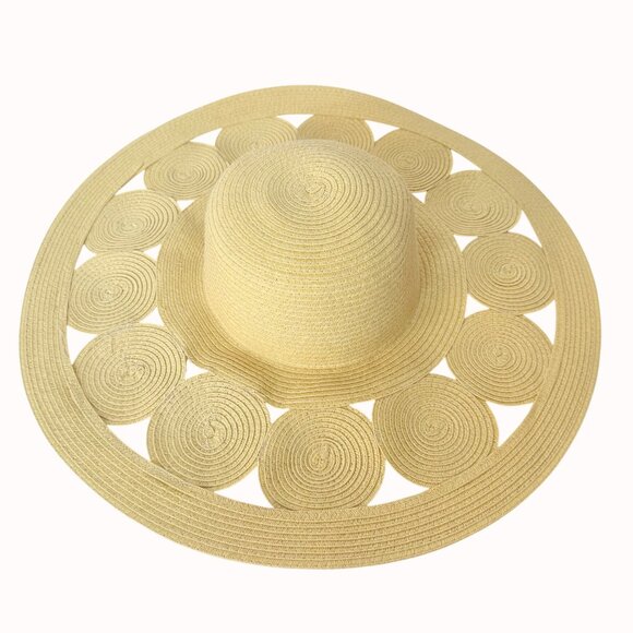 Oversized Wide Brim Sun Hat Straw Circle Resort Fashion Cruise Chic Kate Landry - Picture 4 of 15